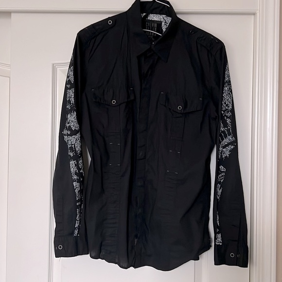 Men CALVIN KLIEN JEANS long sleeve button vintage Skull Liberty Skeleton Medium - Picture 2 of 7